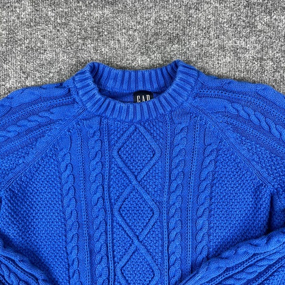 GAP Other - Gap Sweater Kids Size S Tall Blue Cable Knit Cotton Crew Neck Raglan Long Sleeve